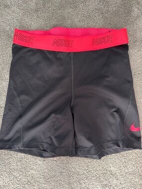 Nike Black Bike Shorts with Bright Pink Waistband